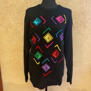 Vintage 90’s Santoria Rainbow Square & Sequin Sweater Tunic